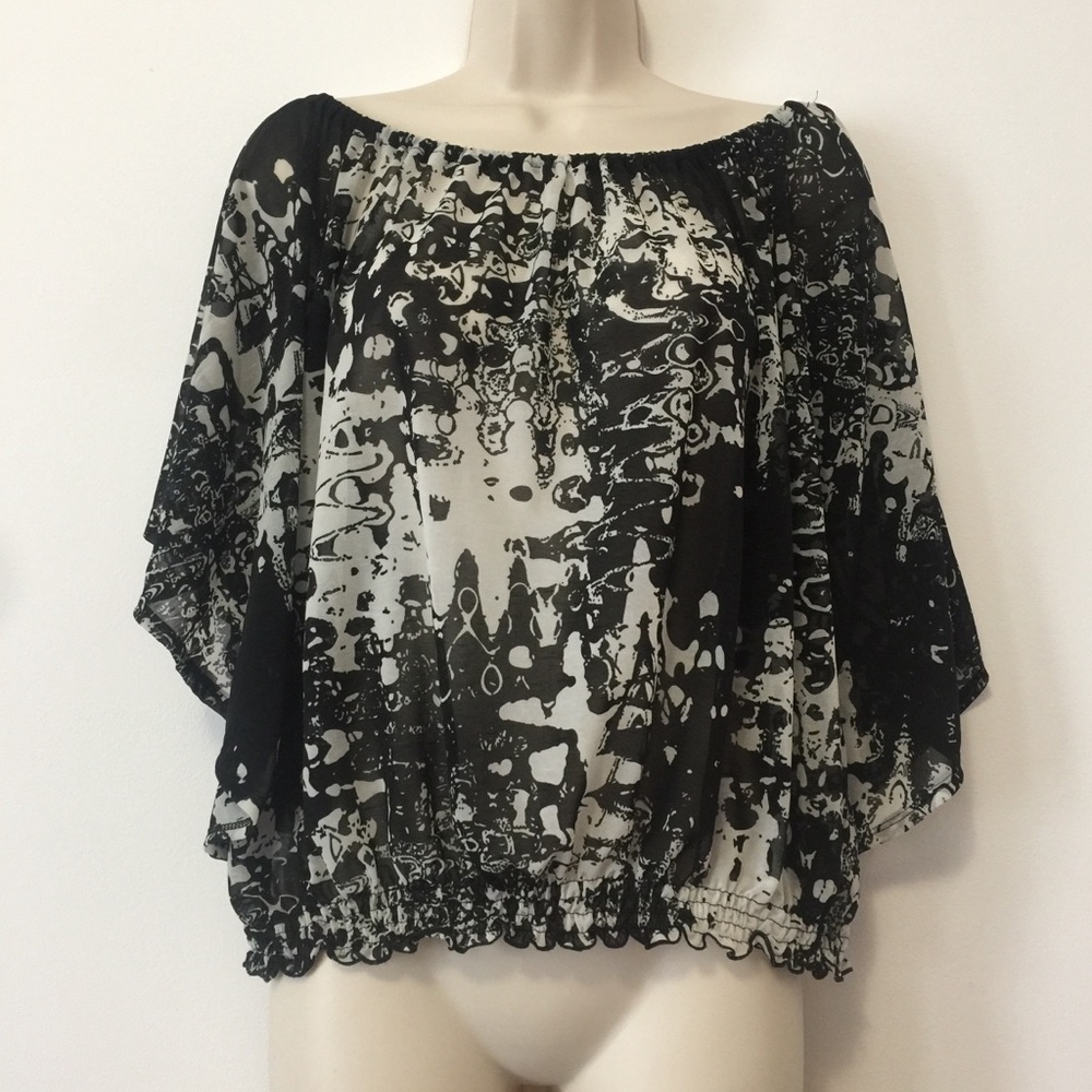 H&M loose fitting sheer graphic blouse
